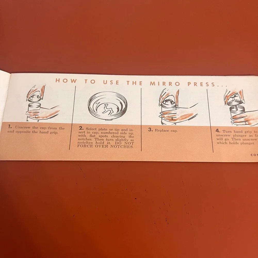 Vtg Mirro Cooky-Pastry Press Recipe Booklet Fancy Cookies Appetizers 550-0070